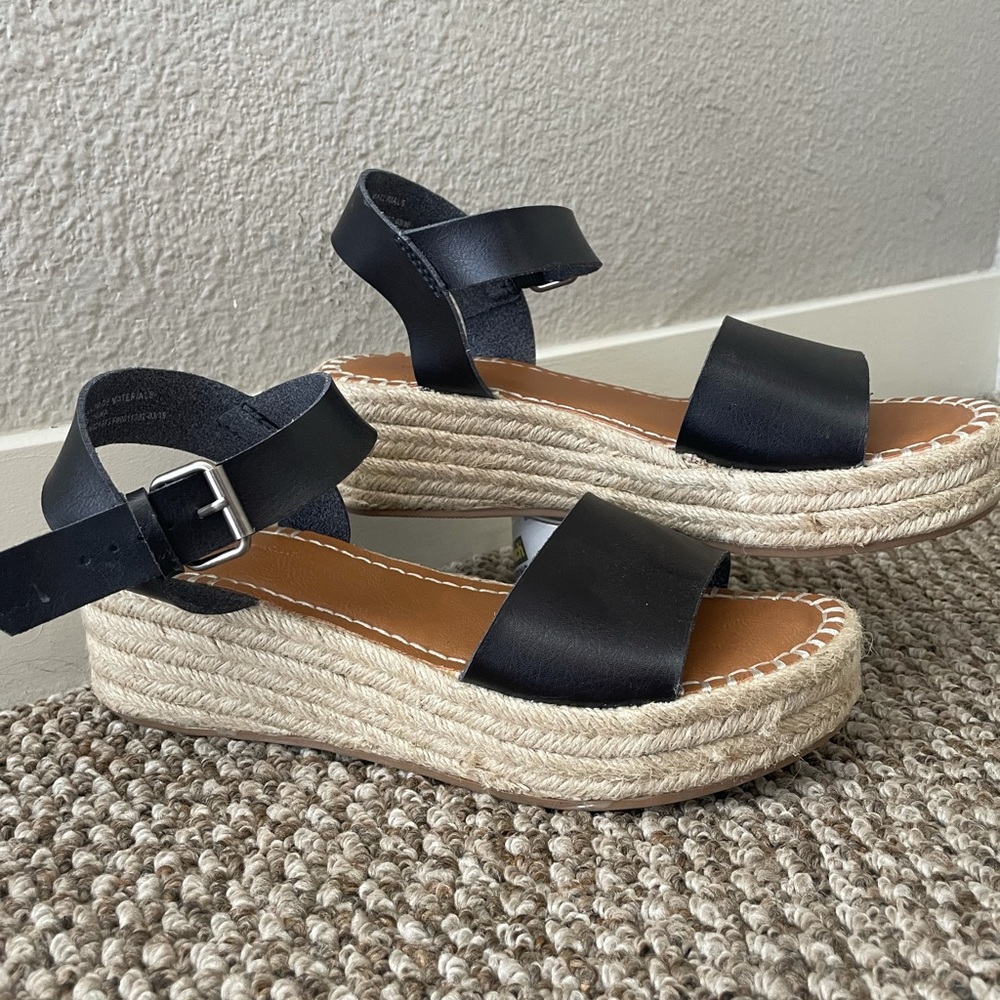 Faux leather espadrille sandals